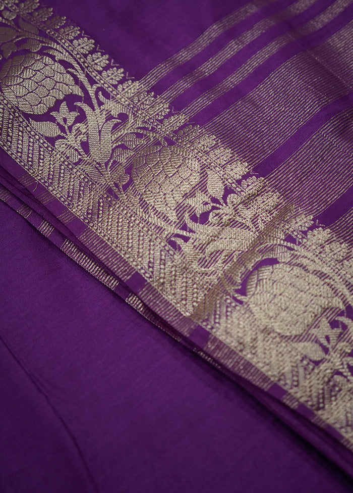 Purple Cotton Saree With Blouse Piece