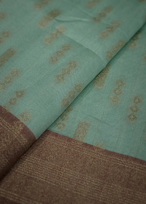 Green Dupion Silk Saree With Blouse Piece - Indian Silk House Agencies