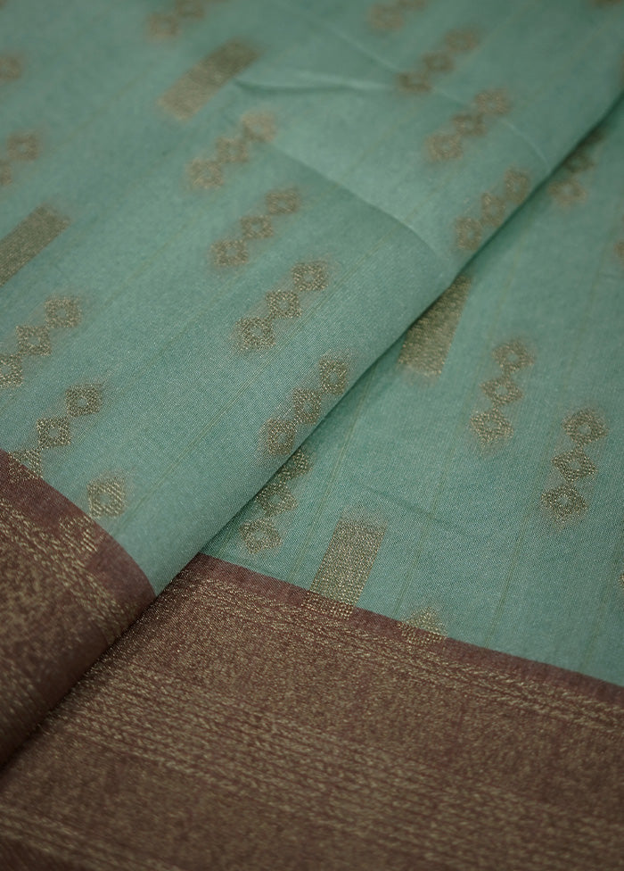 Green Dupion Silk Saree With Blouse Piece - Indian Silk House Agencies