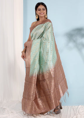 Green Dupion Silk Saree With Blouse Piece - Indian Silk House Agencies