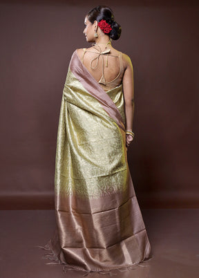 Cream Dupion Silk Saree With Blouse Piece