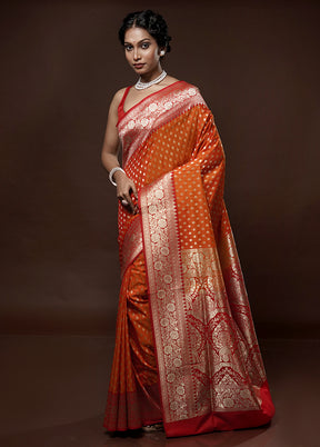 Orange Uppada Silk Saree With Blouse Piece