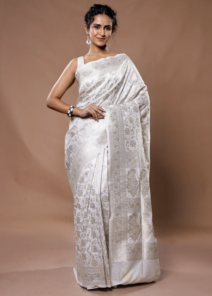 White Uppada Silk Saree With Blouse Piece - Indian Silk House Agencies