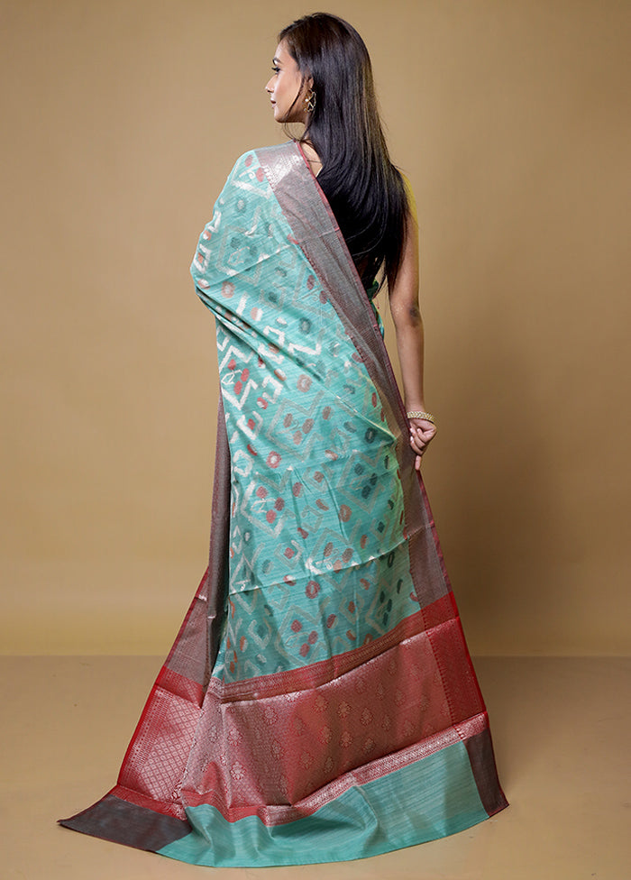 Green Kora Silk Saree With Blouse Piece