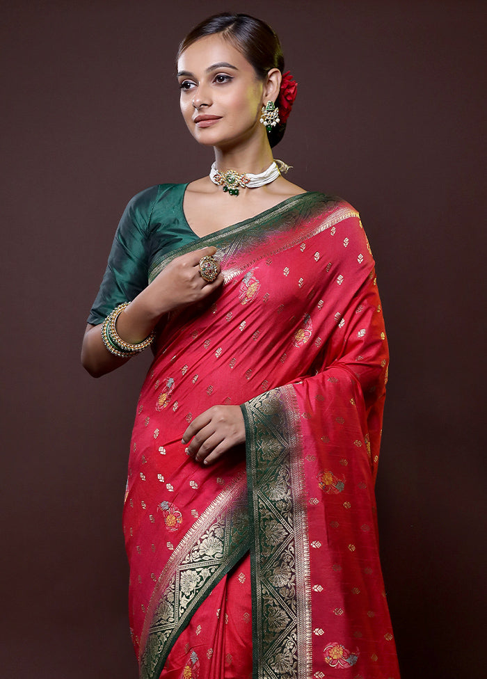 Green Dupion Silk Saree With Blouse Piece