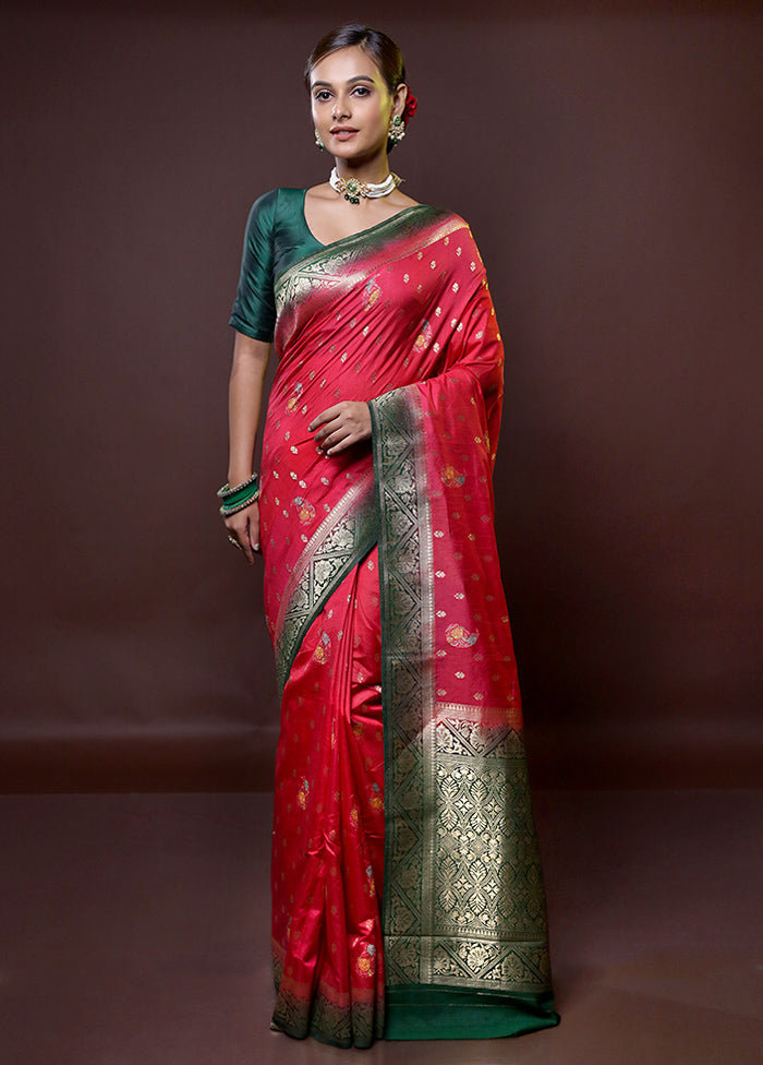 Green Dupion Silk Saree With Blouse Piece