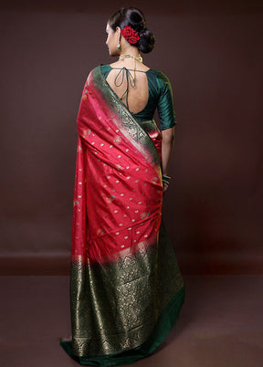 Green Dupion Silk Saree With Blouse Piece