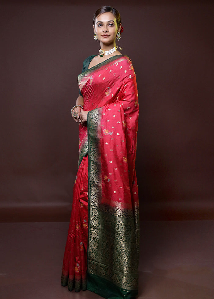 Green Dupion Silk Saree With Blouse Piece