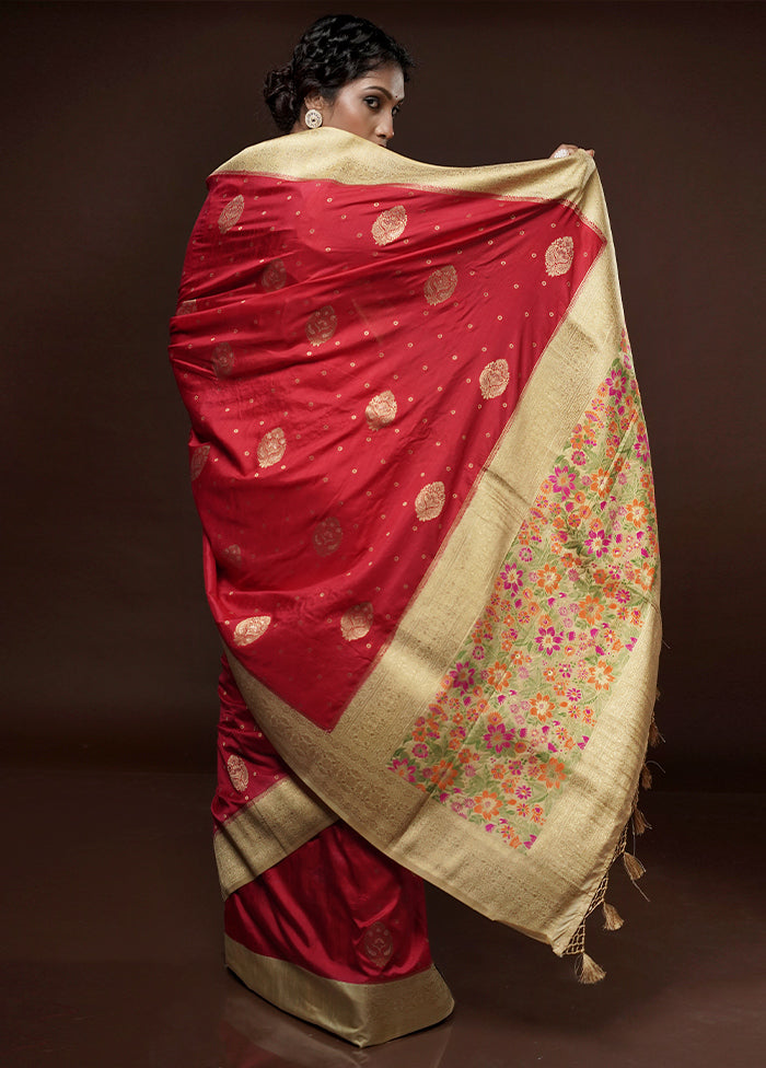 Pink Dupion Silk Saree With Blouse Piece