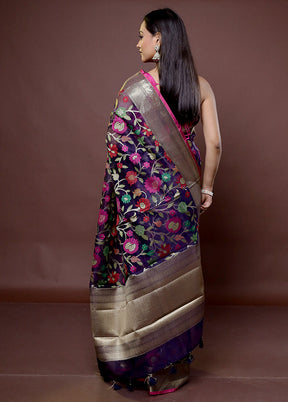 Blue Organza Saree With Blouse Piece