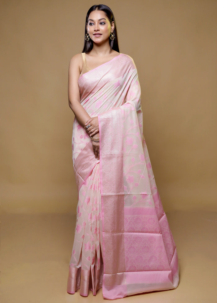 Cream Cotton Saree With Blouse Piece