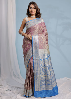 Purple Jamewar Banarasi Pure Silk Saree With Blouse Piece - Indian Silk House Agencies