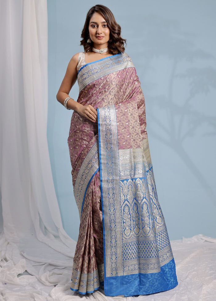 Purple Jamewar Banarasi Pure Silk Saree With Blouse Piece - Indian Silk House Agencies