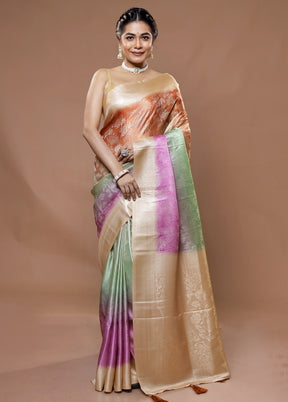 Multicolor Dupion Silk Saree With Blouse Piece - Indian Silk House Agencies