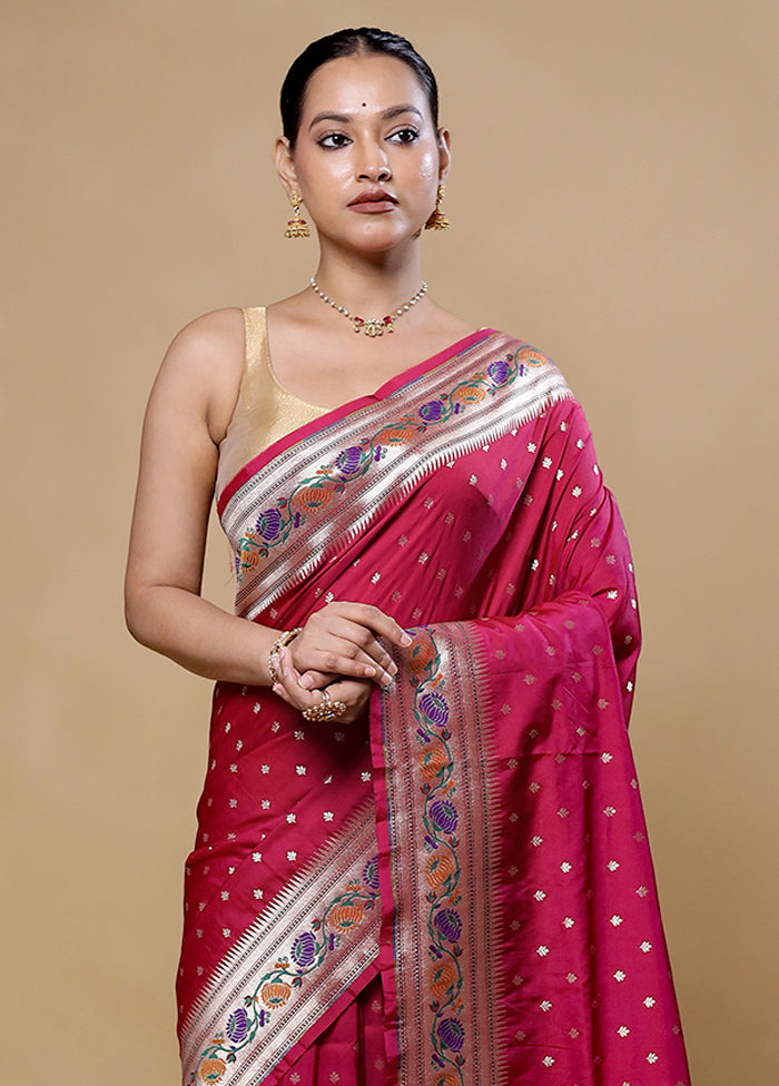 Pink Katan Silk Saree With Blouse Piece