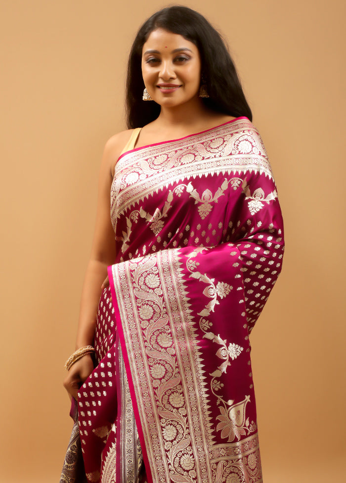 Purple Banarasi Silk Saree With Blouse Piece