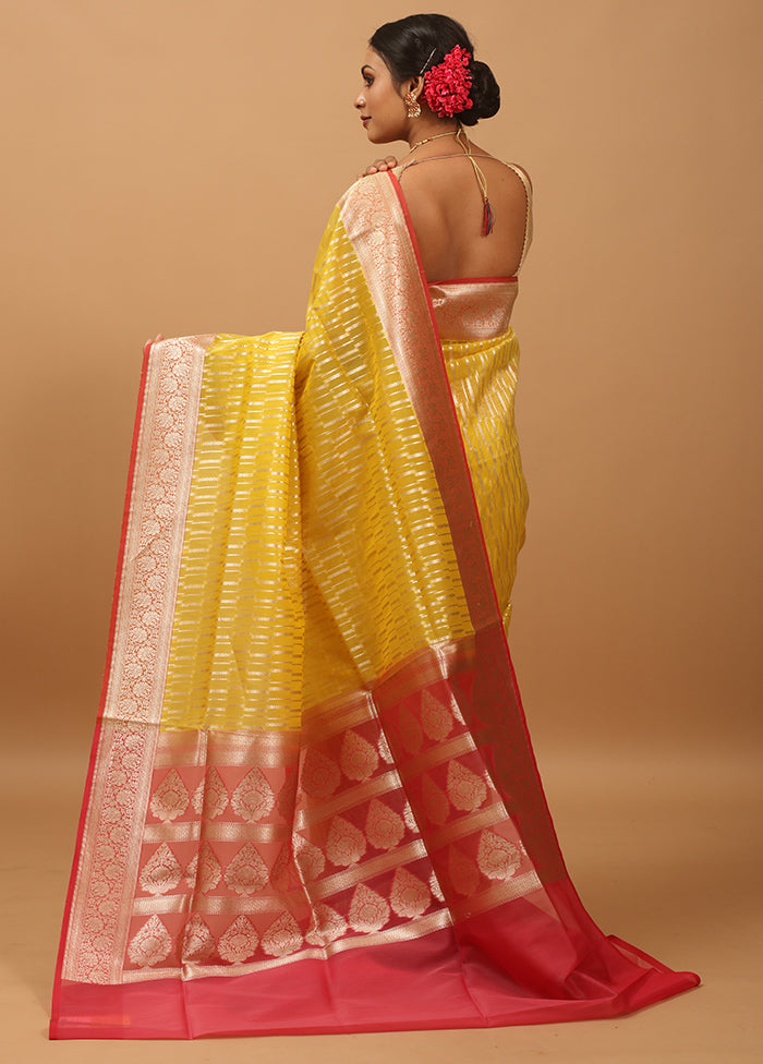 Yellow Organza Saree With Blouse Piece