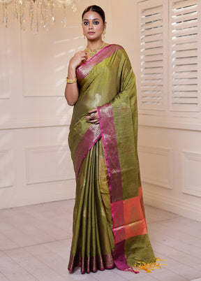 Multicolor Kora Silk Saree With Blouse Piece