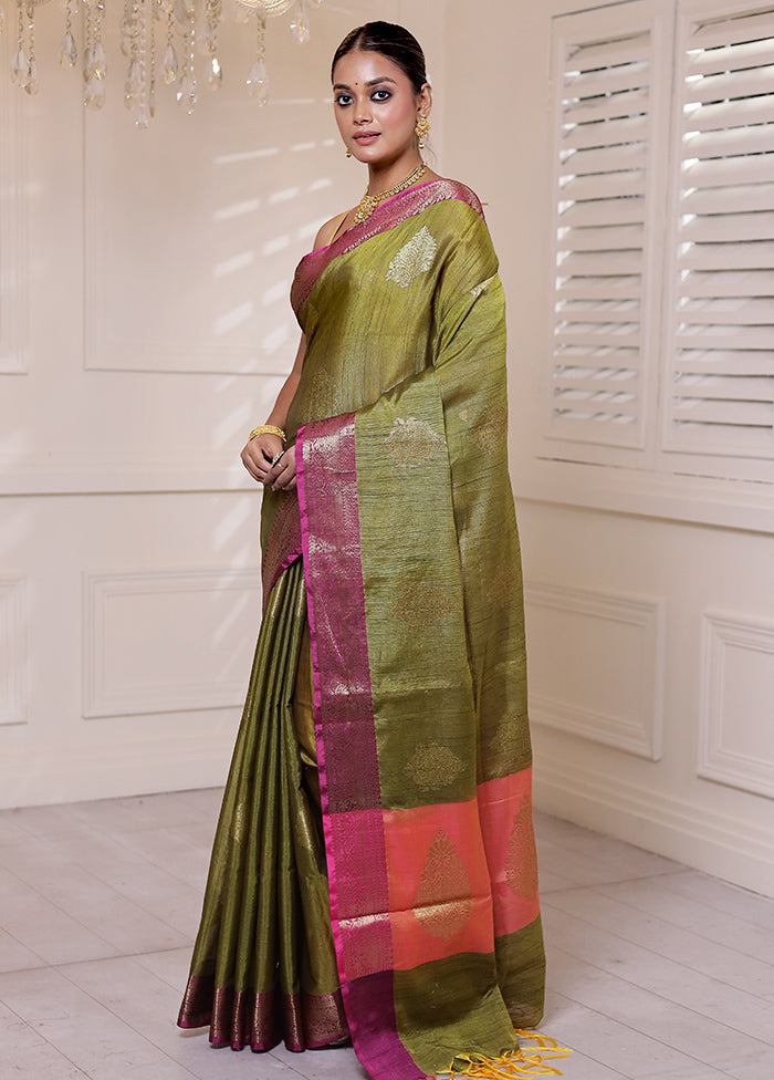 Multicolor Kora Silk Saree With Blouse Piece