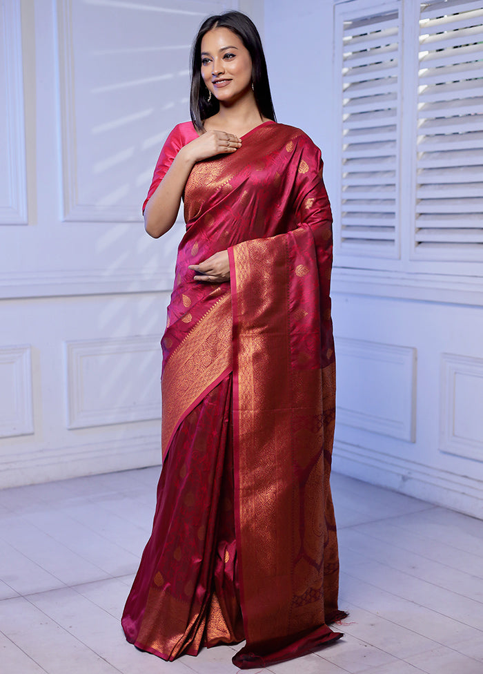 Purple Kanjivaram Silk Saree With Blouse Piece - Indian Silk House Agencies