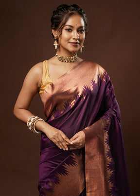 Purple Kanjivaram Silk Saree With Blouse Piece