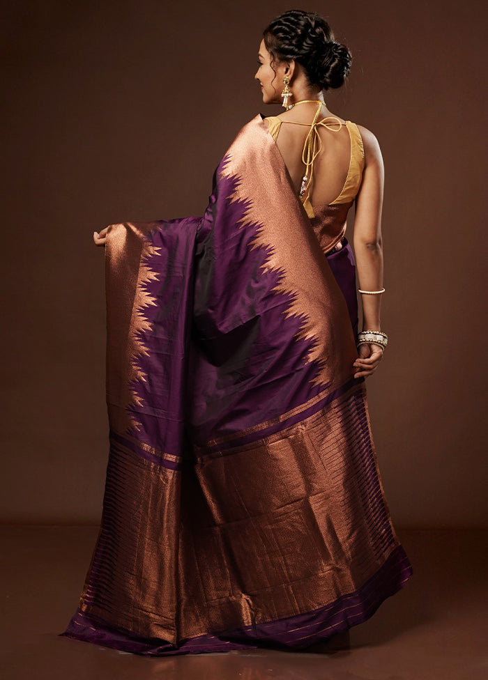 Purple Kanjivaram Silk Saree With Blouse Piece - Indian Silk House Agencies