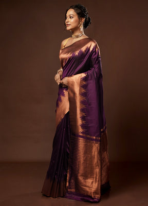 Purple Kanjivaram Silk Saree With Blouse Piece - Indian Silk House Agencies