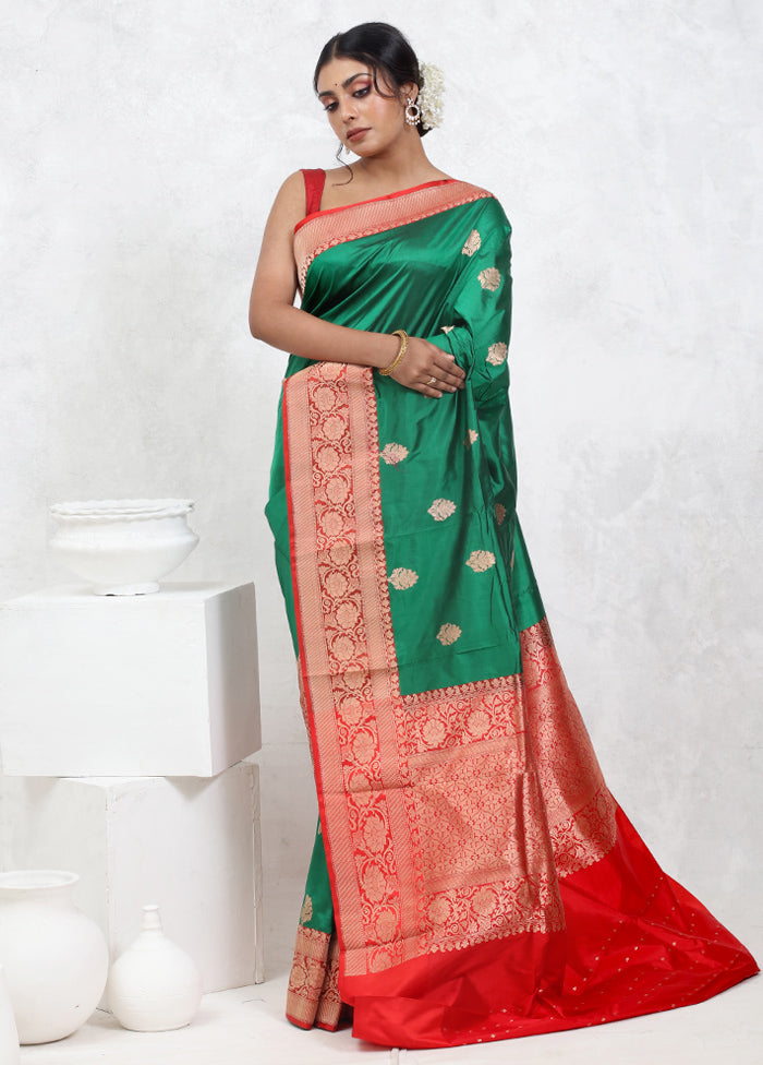 Green Katan Pure Silk Saree With Blouse Piece