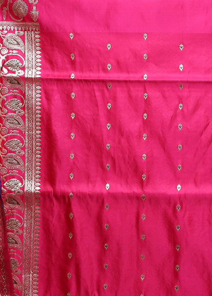 Maroon Handloom Banarasi Pure Silk Saree With Blouse Piece