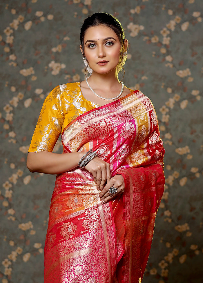 Pink Katan Pure Silk Saree With Blouse Piece - Indian Silk House Agencies