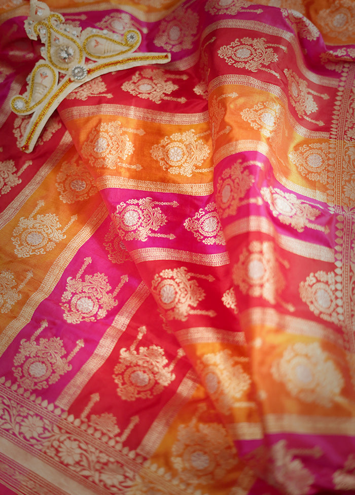 Pink Katan Pure Silk Saree With Blouse Piece - Indian Silk House Agencies