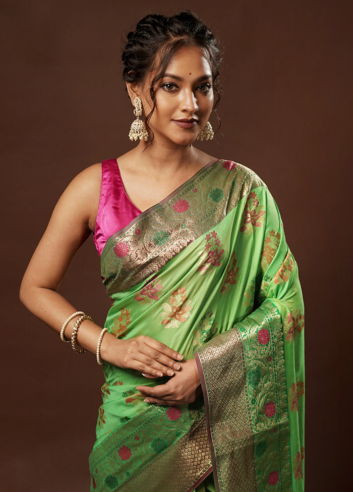 Green Dupion Silk Saree With Blouse Piece - Indian Silk House Agencies