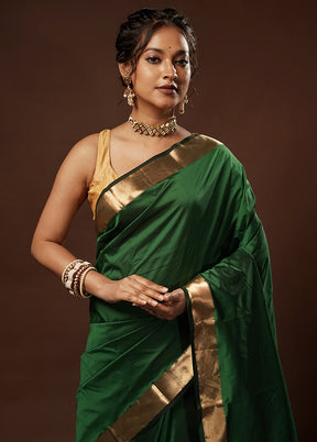 Green Kanjivaram Silk Saree With Blouse Piece