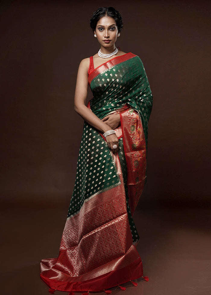 Green Georgette Saree With Blouse Piece - Indian Silk House Agencies