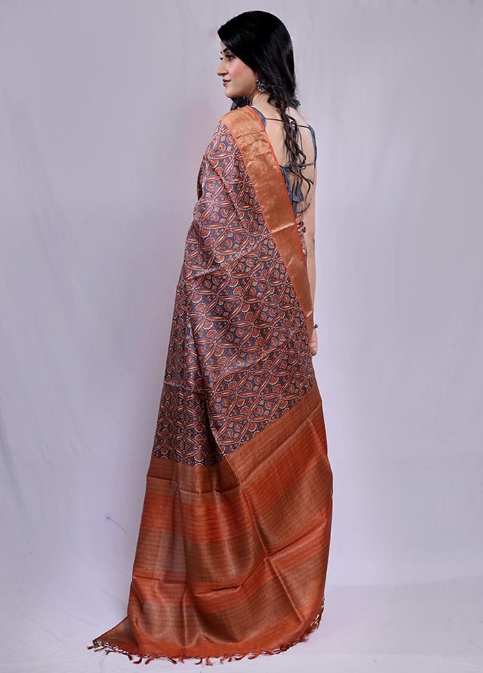 Multicolor Tussar Silk Saree With Blouse Piece