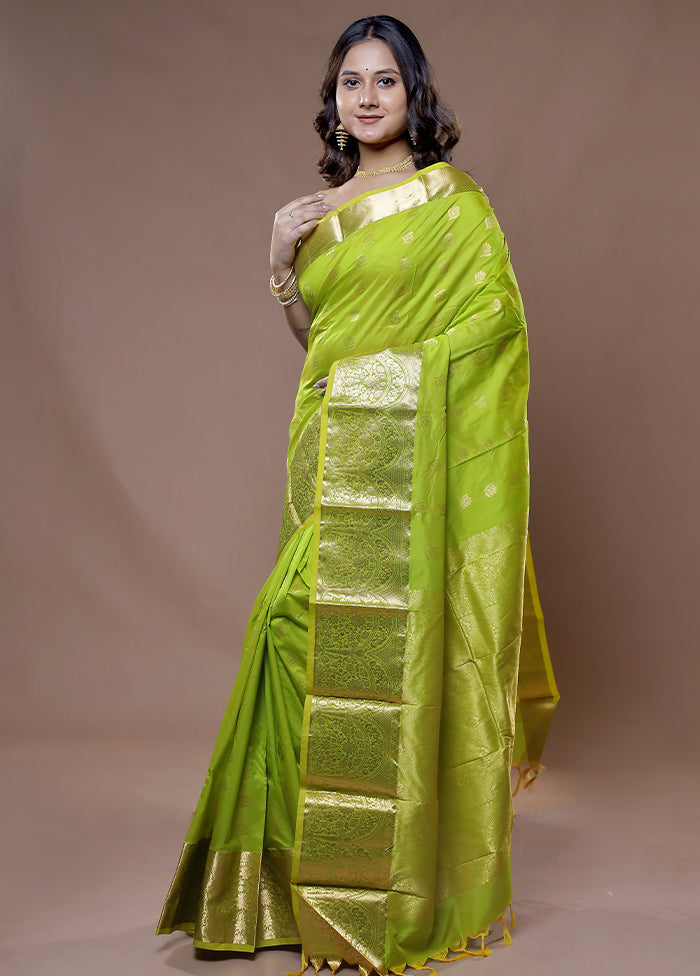 Green Pure Dharmavaram Kanjivaram Silk Saree With Blouse Piece - Indian Silk House Agencies