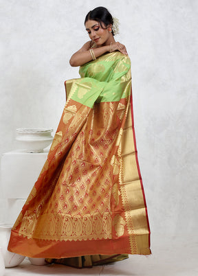 Green Kanjivaram Silk Saree With Blouse Piece - Indian Silk House Agencies