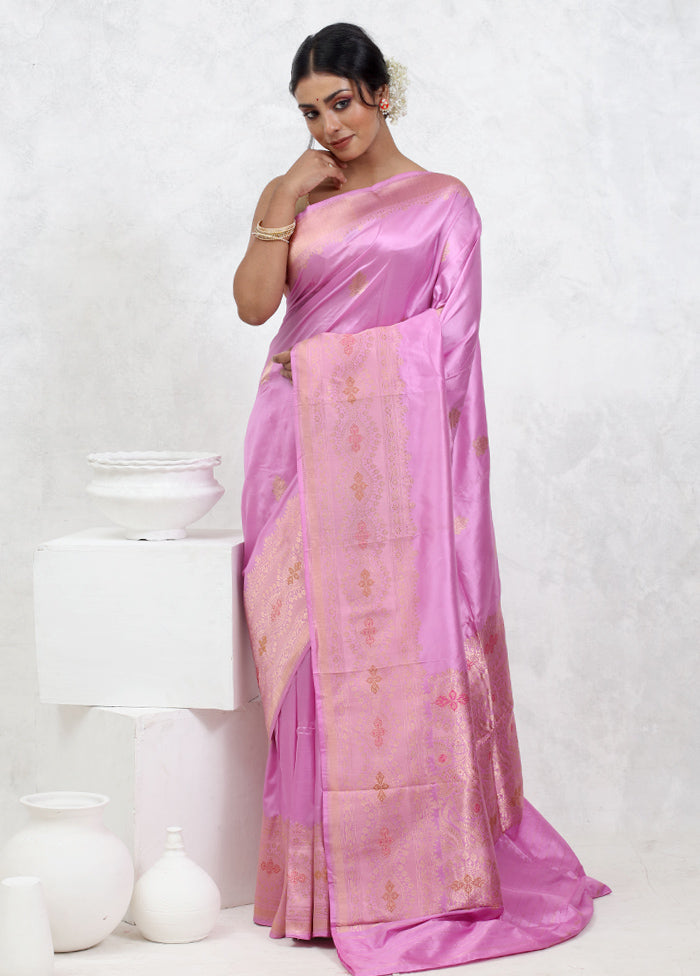 Pink Katan Pure Silk Saree With Blouse Piece