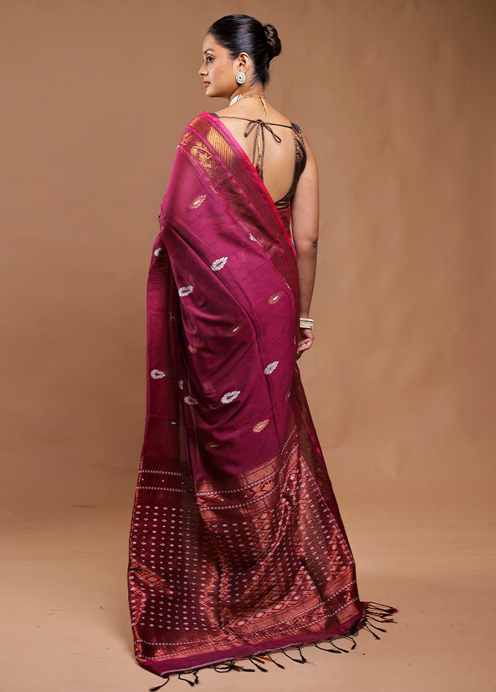 Maroon Matka Silk Saree With Blouse Piece