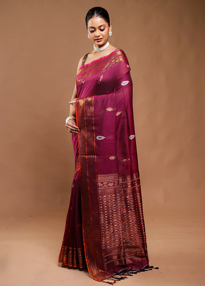 Maroon Matka Silk Saree With Blouse Piece