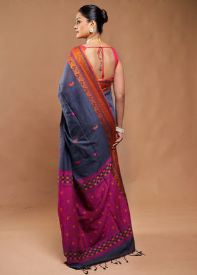 Grey Matka Silk Saree With Blouse Piece