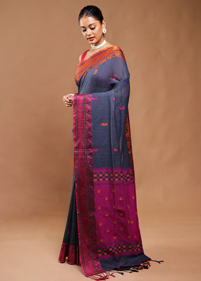 Grey Matka Silk Saree With Blouse Piece