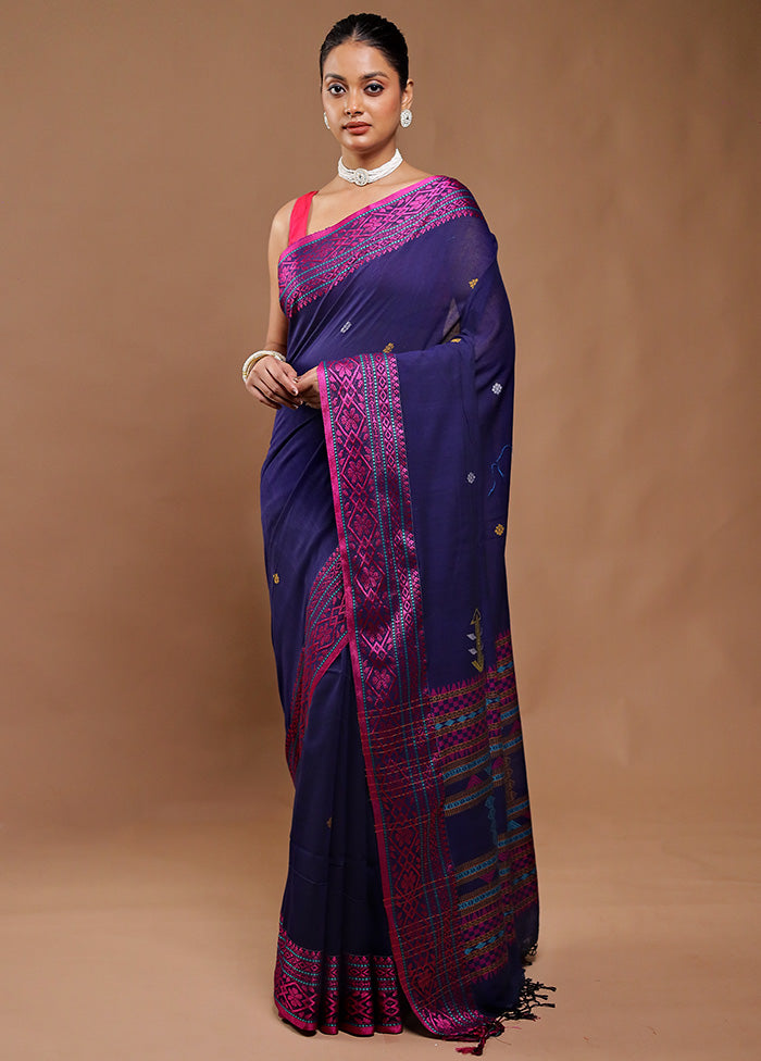 Blue Matka Silk Saree With Blouse Piece