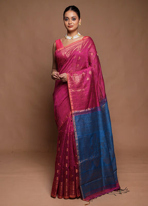 Pink Matka Silk Saree With Blouse Piece