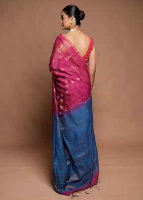 Pink Matka Silk Saree With Blouse Piece