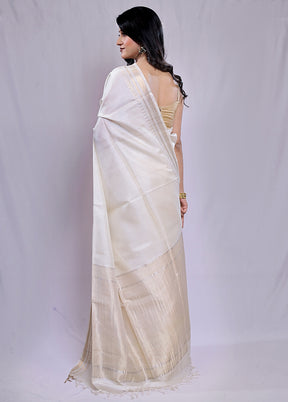 Cream Tussar Silk Saree With Blouse Piece - Indian Silk House Agencies