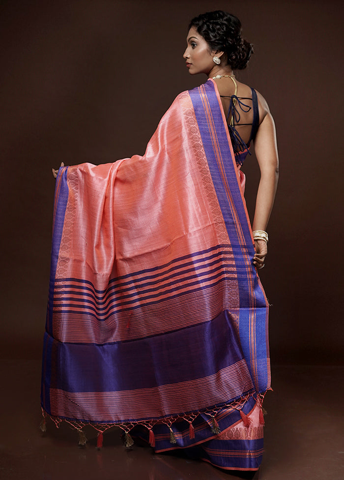 Pink Dupion Silk Saree With Blouse Piece