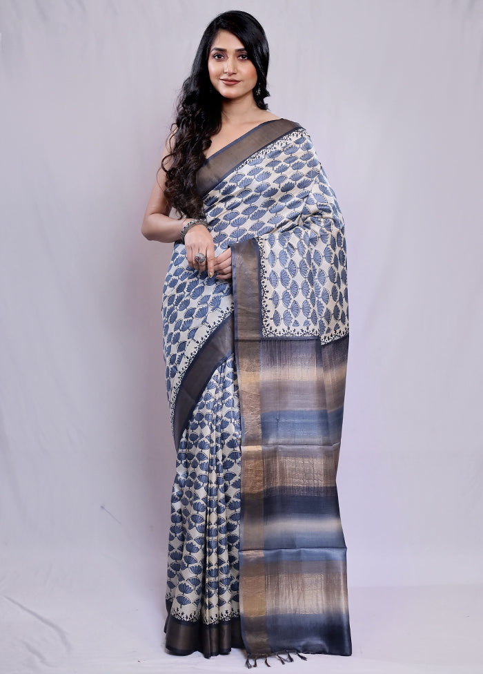 Purple Tussar Pure Silk Saree With Blouse Piece - Indian Silk House Agencies