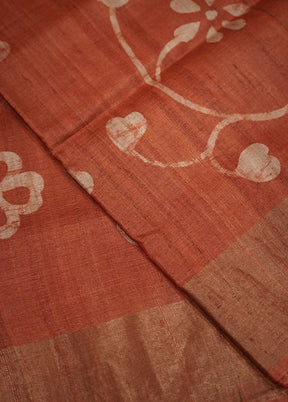 Pink Tussar Pure Silk Saree Without Blouse Piece - Indian Silk House Agencies