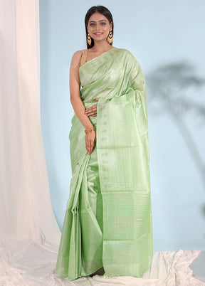 Green Tussar Silk Saree With Blouse Piece - Indian Silk House Agencies